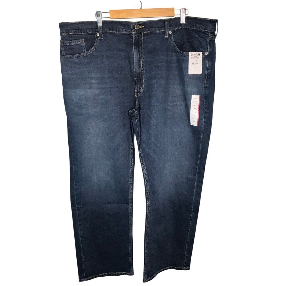 Signature Gold Levi Strauss Straight Relax Flex Blue Jeans Size 44x30